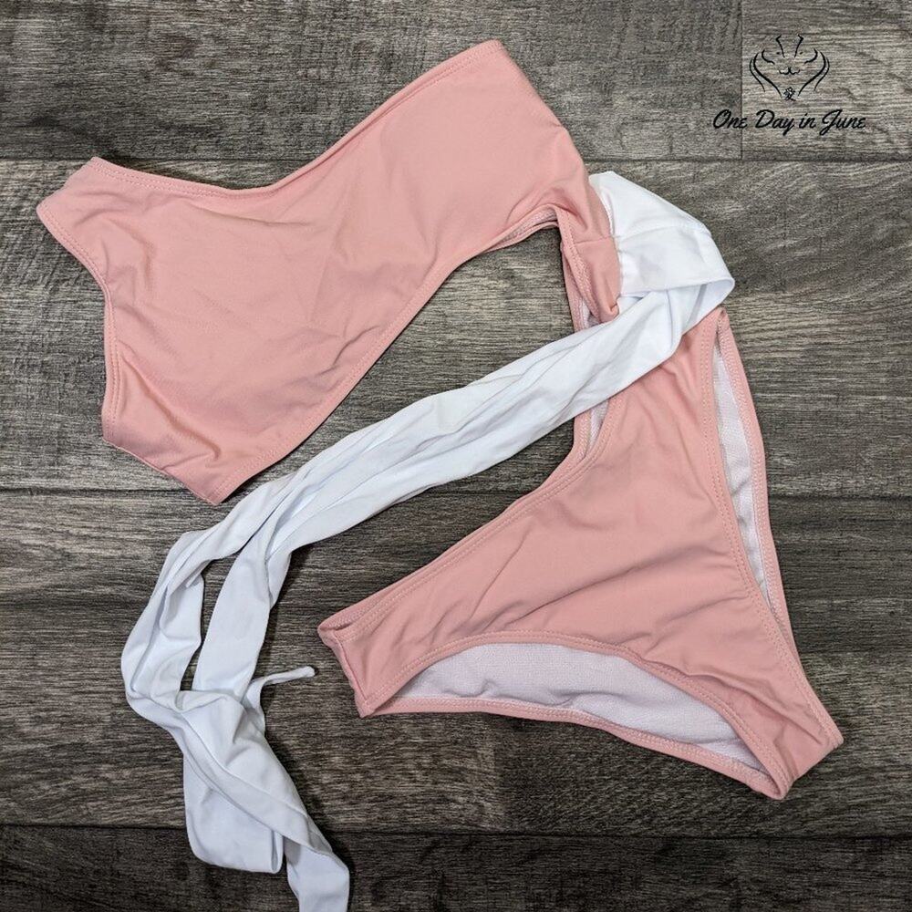 Sweatyrocks One Shoulder Cutout Tie One Piece Swimsuit Size S